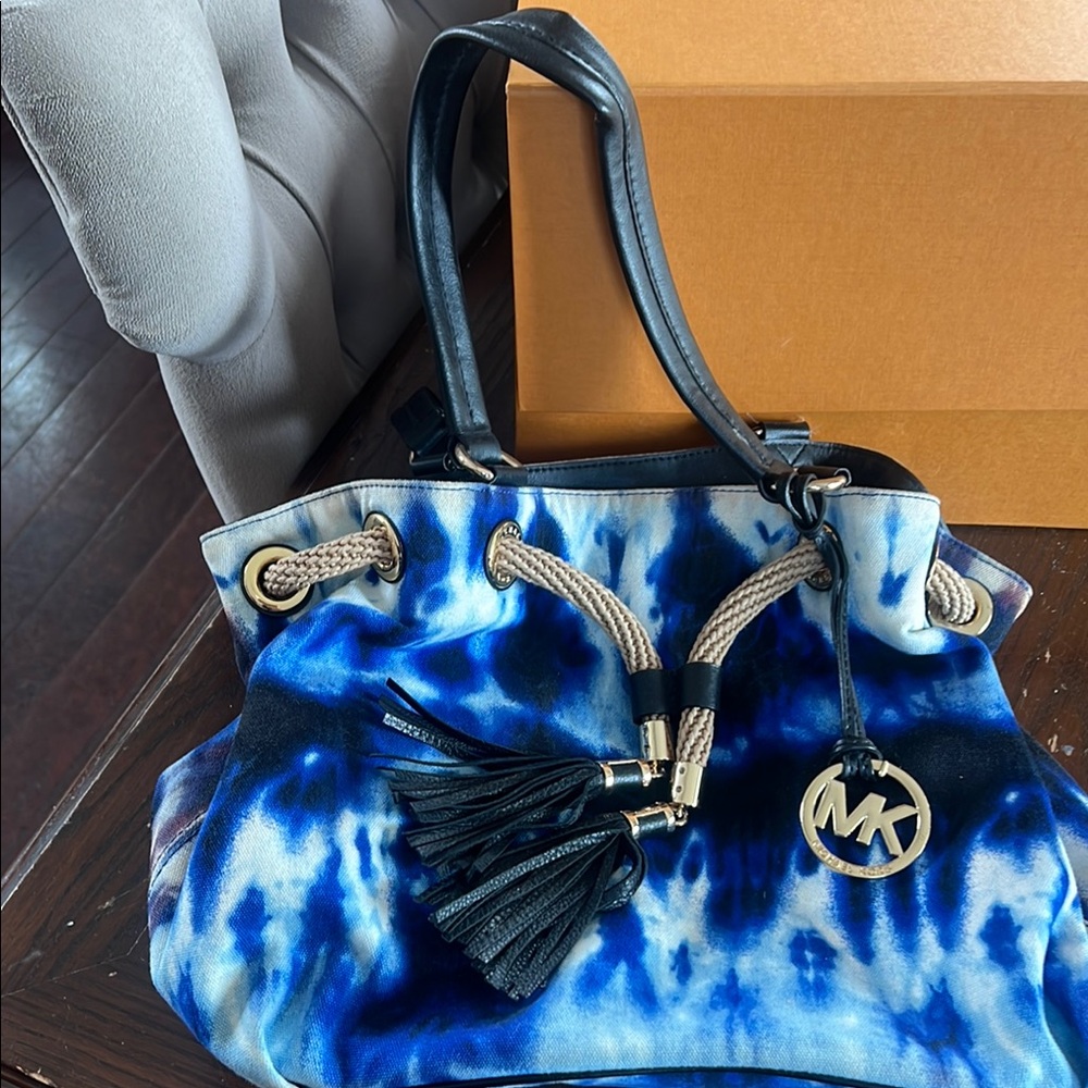 Michael Kors Blue and Black Shoulder Bag